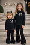 Girl's Black Leopard Bow Detailed Lycra Set 2-12 Years |   Bottom and Top Set Comfortable Stylish Daily Wear - 5