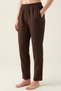 Dark Brown 100% Cotton Muslin Fabric Women's Trousers with Elastic Waist - Women's Hajj Umrah Pants - 3