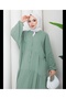 Long Sleeve Muslin Fabric Buttoned Dress