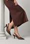 Women's Stiletto Pointed Toe Transparent Mesh Strap Classic Heeled Shoes Vimola Brown Suede - 4