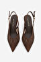 Women's Stiletto Pointed Toe Transparent Mesh Strap Classic Heeled Shoes Vimola Brown Suede - 7