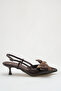 Women's Bow-Tie Open Back Short Pointed Heeled Shoes Bitter Brown - 6