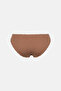 Ecru-Brown 3-Piece Plain Briefs with Lace Detail at the Waist and Legs - 3