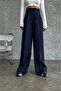 Black Wide-Leg Pants with Rope Belt Detail - 2
