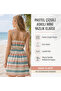 Women's Striped Strap Mini Summer Dress - Beige - 3