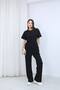 Trend Wide Leg Stone-Faced Soft Textured Modal Flexible Fabric T-Shirt Track Suit 2-Piece Set