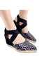 New Season Pointed-Toe Cross-Strap Wedge-Heeled Straw-Detailed Shoes - 3