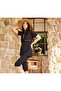 Women's Hijab Swimsuit Half Covered Patterned Short Sleeve Zippered Sea Swimsuit Set - 3