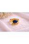 Leaf Patterned Colorful Stone Steel Ring with 4 Color Options - 4