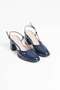 Zr18Ms18 Premium Navy Blue Patent Leather Women's Heeled Shoes