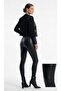 Black Leather Tummy Control High Waist Leggings - 2