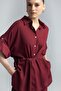 Tie-Waist Kimono Shirt - Burgundy - 5