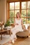 New Season Ecru Elegant Lace Summer Buttoned Wide Sleeve 100% Cotton Maternity Pajama Set - 4