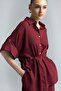Tie-Waist Kimono Shirt - Burgundy - 6