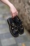 05290 Eren Shoes&Bag Genuine Leather Buckle Detailed Flat Sole Sandals Black - 2