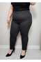 Women's High Waist Plus Size Pocketed Standard Navy Blue Color Steel Fabric Cropped Pants - 5