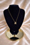 Bombeli Gold Color Thin Chain N Letter Women's Necklace