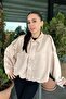 Premium Oversize Beige Suede Bomber Jacket - 3