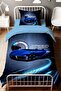 Blue Speed Patterned Single Baby Kids Bedding Set - 2