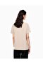 Women's Stone Detailed Logo Patterned Cotton Round Neck Short Sleeve Beige T-Shirt - 2