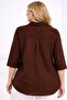 Plus Size Women's Polo Collar Buttoned Washable Fabric Capri Sleeve Cotton Authentic Shirt - 7