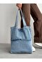 New Season Denim Jean Quality Shoulder Bag with Front Pocket. Length 40 Cm/ Width 35 cm - 6