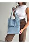 New Season Denim Jean Quality Shoulder Bag with Front Pocket. Length 40 Cm/ Width 35 cm - 4
