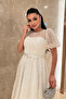 Sequin Fabric Balloon Sleeve Midi Dress - White - 4