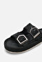 Celeste Vellini Black Suede Stone Women's Stylish Double Buckle Orthopedic Comfortable Straw Ergonomic Non-Slip Sole Slippers - 5