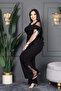 Plus Size Slit Tulle Detail Flared Bow Front B Ruched t Tulle Sleeve Top and Bottom Set