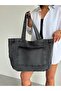 New Season Denim Jean Large Quality Shoulder Bag with Front Pocket. Length 38 Cm/ Width 52 cm