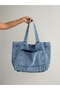 New Season Denim Jean Large Quality Shoulder Bag with Front Pocket. Length 38 Cm/ Width 52 cm - 7