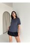 Women's Crew Neck Short Sleeve Stone Detailed Shiny T-Shirt - 5