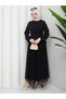Women's Flock Patterned Tulle Skirt Set with Lining and Lace - 4