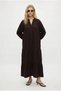 Women's Modest Linda 100% Cotton Muslin Lined Balloon Sleeve Layered Brown Long Dress - 5