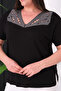Women's Plus Size Black-Silver, Collar Detailed Short Sleeve Viscose Blouse 65N39445 - 6