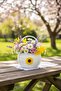 Samah Papatya Detailed Wicker Basket with Handles |   Round Decorative Basket - 2