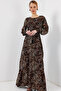 Women's Patterned Hijab Dress C. Brown 1160 - 3