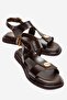 Quella Brown Genuine Leather Buckle Women's Sandals