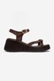 Kalia Brown Suede Genuine Leather Buckle Women's Wedge Heeled Sandals - 4