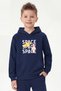 Hooded Kangaroo Pocket Sweatshirt for Boys with Print Detail - 4