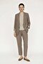 Sleeve Detailed Open-Front Jacket and Trousers Mink Suit 1103