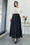 Vintage Polka Dot Patterned High Waist Flare Skirt - Black - 7