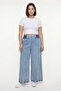 Women's Navy Blue Summer High Waist Elastic Detailed Trousers