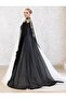 New Generation Black Kaftan-Bindalli-Wedding Dress with Over-Cape-Chiffon Kaftan-Black Kina Dress - 8
