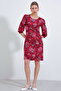Women's Patterned Midi Dress Claret Red 1157 - 3