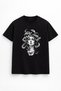 Medusa Printed Short Sleeve Crew Neck Plain Black Tshirt - Unisex