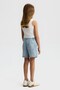 Girl's 8-14 Years Old Ripped Detailed Denim Shorts Skirt Jeans Blue - 2