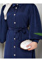 Women's Stone-Beaded Button Detail Premium Jacquard Satin Fabric Tesettür Farece - 4