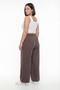 Women's Brown Summer High Waist Elastic Detailed Trousers - 4